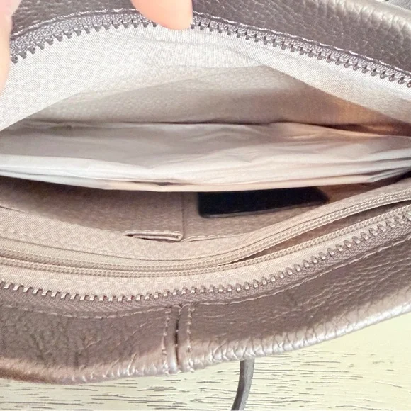 NWT Brighton Brown Taupe Brown Sullivan Expandable Crossbody Bag Purse Leather - Picture 4 of 8